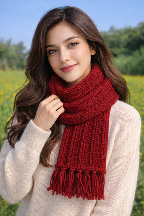 Women's Handwoven Knitted Muffler – Soft, Warm & Timeless